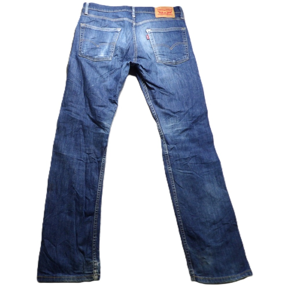 Levis 513 Slim Straight Jeans Men W32 L32 Blue Stretch Denim Mid Rise Distressed